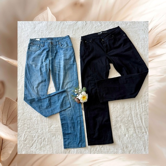 Light and Dark Blue Straight Fit Jeans Full Length Denim - Picture 1 of 12